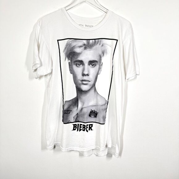 Justin Bieber Women's Men's Size Large Sorry Album White Photo Graphic T-Shirt - Picture 1 of 5